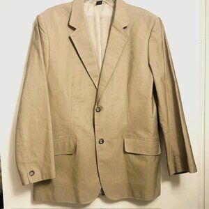 Claiborne Mens Sports Jacket Blazer 44R Beige 100% Cotton 2 Button